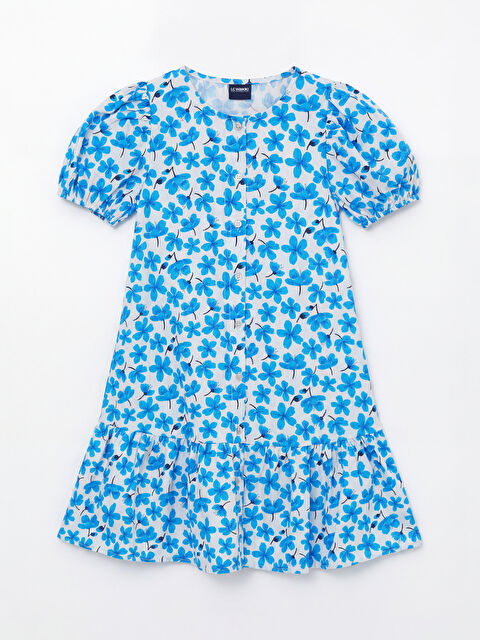 LCW ECO Bisiklet Yaka Çiçek Desenli Kız Çocuk Elbise - S6KN33Z4-LQQ