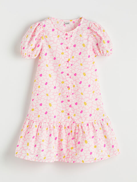 LCW ECO Bisiklet Yaka Çiçek Desenli Kız Çocuk Elbise - S6KN33Z4-LT4