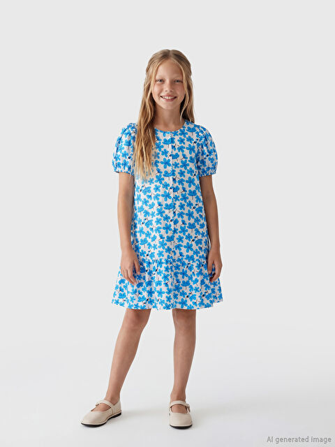 LC WAIKIKI Bisiklet Yaka Çiçek Desenli Kız Çocuk Elbise - S6KN33Z4-LQQ