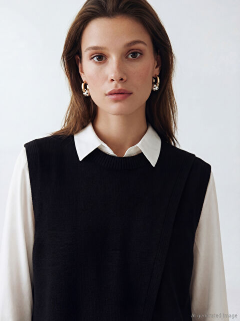 LCW Modest Bisiklet Yaka Kadın Triko Süveter - S6KN37Z8-CVL