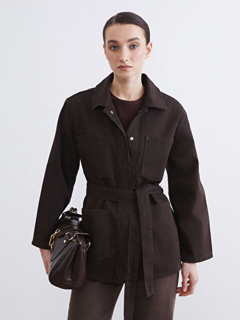 LCW Modest Gömlek Yaka Kuşaklı Kadın Jean Ceket - S6KN61Z8-HCN