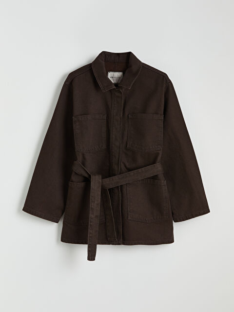 LCW Modest Gömlek Yaka Kuşaklı Kadın Jean Ceket - S6KN61Z8-HCN