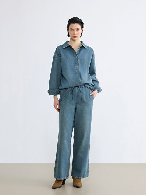 LCW Vision Beli Lastikli Wideleg Kadın Jean Pantolon - S6KN66Z8-311