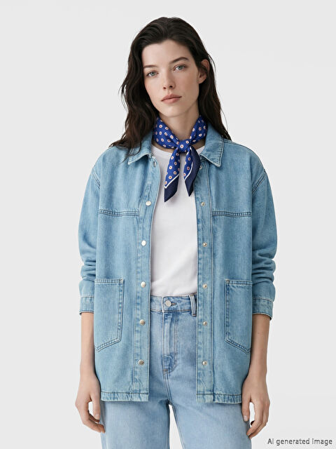 LCW Comfort Gömlek Yaka Kadın Jean Tunik - S6KN68Z8-507