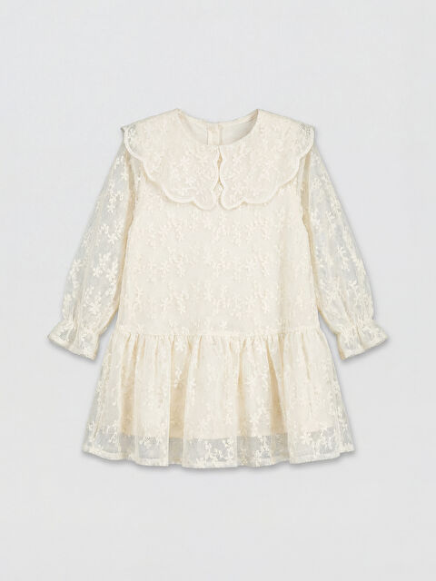 LCW Kids Bebe Yaka Çiçekli Kız Çocuk Dantel Elbise - S6KO10Z1-FRC