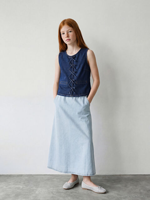 LCW Kids Beli Lastikli Kız Çocuk Jean Etek - S6KO21Z4-V2T