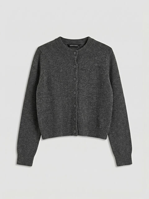 LCW Modest Bisiklet Yaka Kadın Triko Hırka - S6KO26Z8-DGR