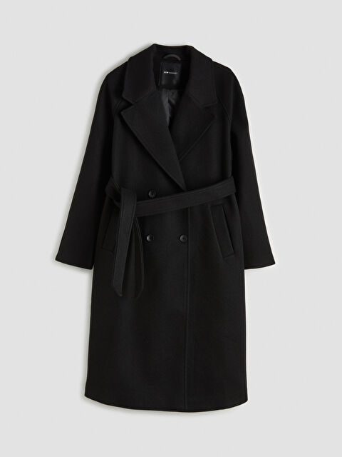 LCW Modest Kruvaze Yaka Kadın Kaşe Kaban - S6KO45Z8-CVL