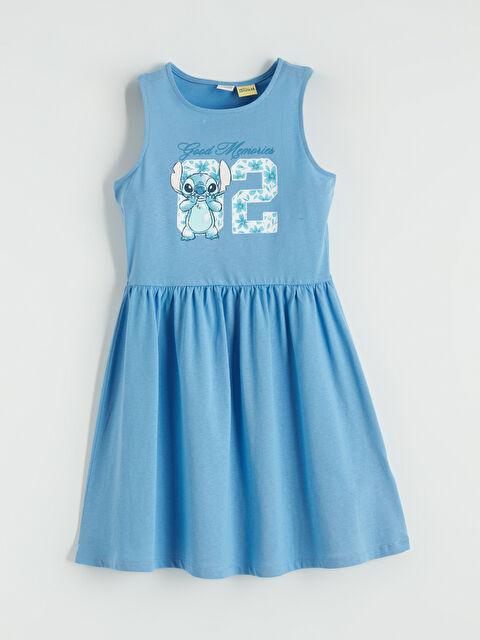 LCW Kids Stitch Baskılı Kız Çocuk Elbise