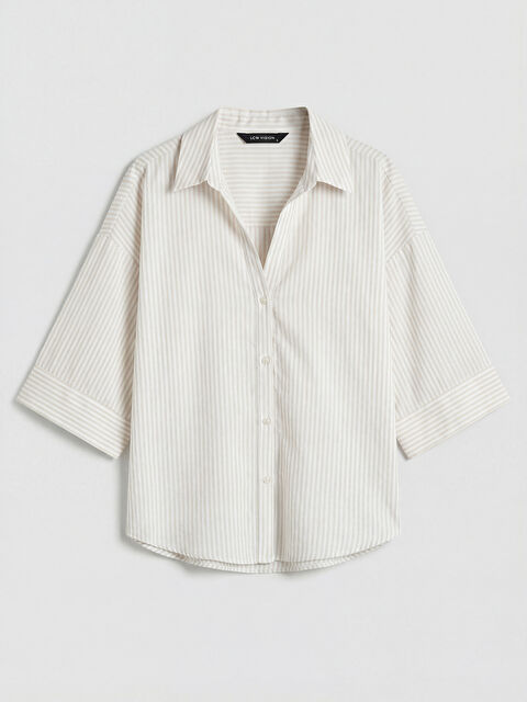 LCW Vision Çizgili Oversize Poplin Kadın Gömlek	 - S6KO53Z8-ELZ