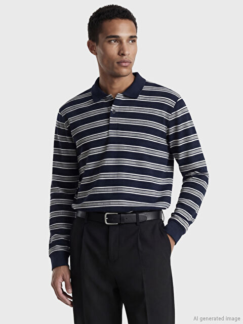 LCW Vision Polo Yaka Çizgili Erkek Tişört - S6KO87Z8-LGS