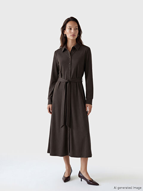 LCW EVERYDAY Modal Karışımlı Beli Kuşaklı Gömlek Elbise - S6KP28Z8-HEH