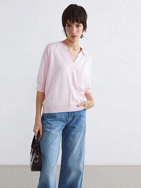 LCW Vision Polo Collar Oversize Women's Knitwear Sweater - S6KP45Z8-G4V