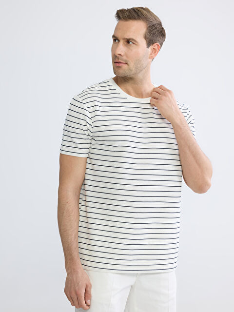 LC WAIKIKI Bisiklet Yaka Çizgili Erkek Tişört - S6KP49Z8-LJX