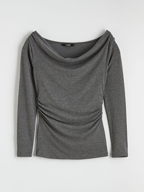 XSIDE Kayık Yaka Büzgülü Bluz - S6KP61Z8-D5D