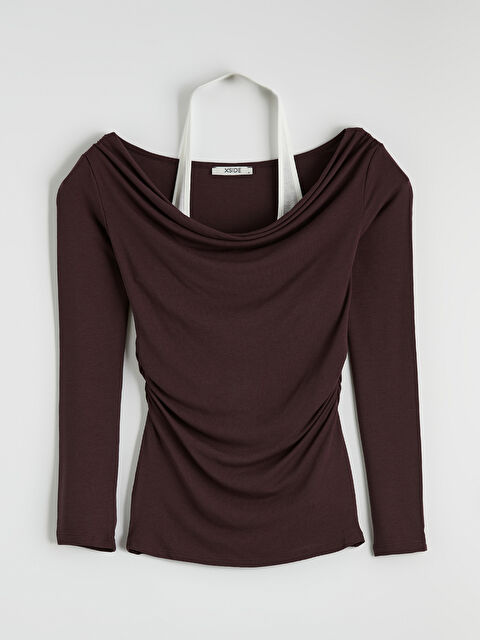 XSIDE Kayık Yaka Büzgülü Bluz - S6KP61Z8-DNF