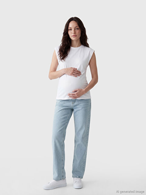 LCWAIKIKI Maternity Karın Panelli Wideleg Kadın Jean Pantolon - S6KP62Z8-507