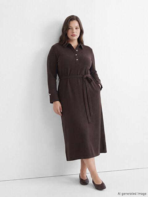 LCW EVERYDAY Polo Yaka Kuşaklı Elbise