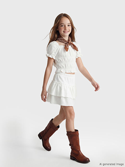 LCW Kids Beli Lastikli Katkat Kız Çocuk Etek