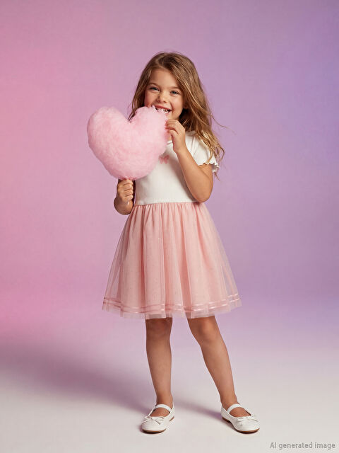 LCW Kids Bisiklet Yaka Kız Çocuk Tütü Elbise - S6KP74Z1-R9J