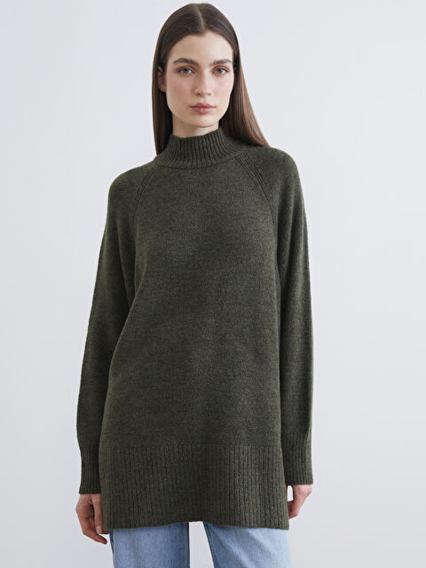 LCW Modest Balıkçı Yaka Oversize Kadın Triko Tunik - S6KQ19Z8-CRR