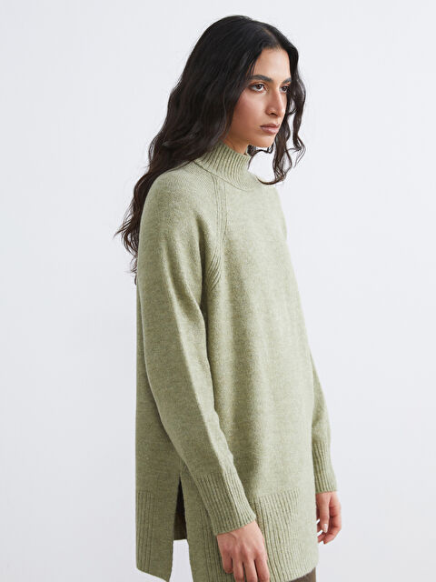 LCW Modest Balıkçı Yaka Oversize Kadın Triko Tunik - S6KQ19Z8-DYG