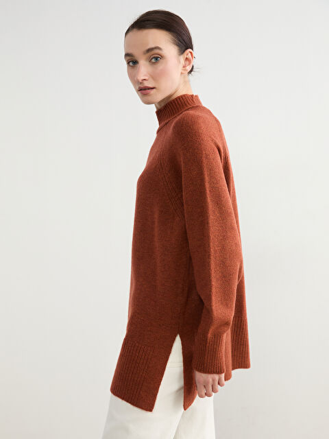 LCW Modest Balıkçı Yaka Oversize Kadın Triko Tunik - S6KQ19Z8-HJS