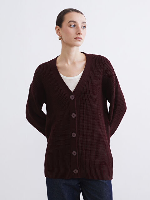 LCW Modest V Yaka Kadın Triko Hırka	 - S6KQ38Z8-HJG