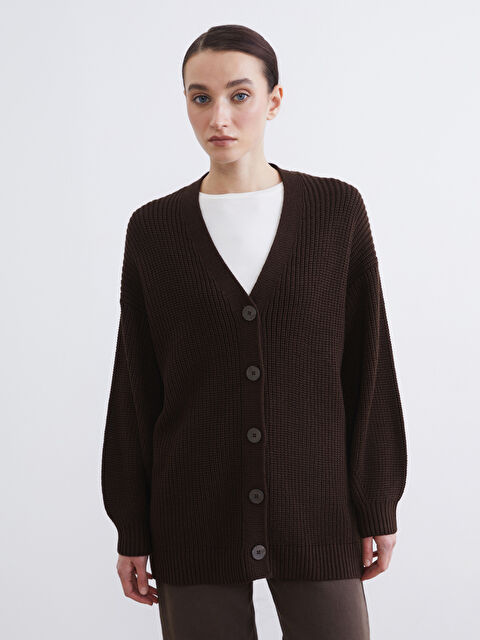 LCW Modest V Yaka Kadın Triko Hırka	 - S6KQ38Z8-ZTU