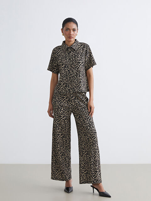 LCWAIKIKI Basic Pantalon Femme à Taille Élastiquée à Imprimé Léopard - S6KQ58Z8-LQY