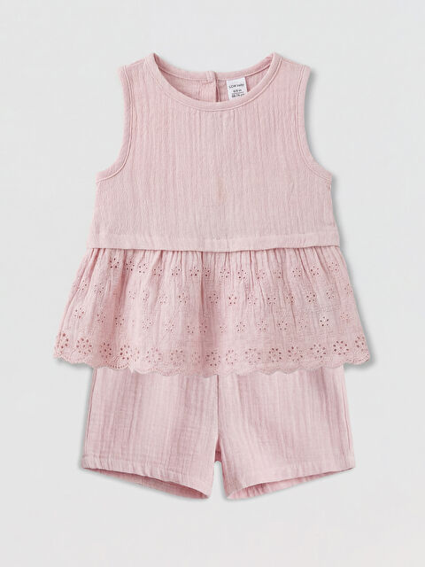LCW baby Fisto Detaylı Kız Bebek Müslin Bluz ve Şort