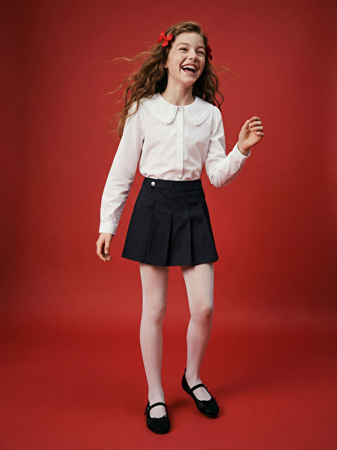 LCW Kids Pileli Kız Çocuk Gabardin Şort Etek - S6KQ90Z4-CVL