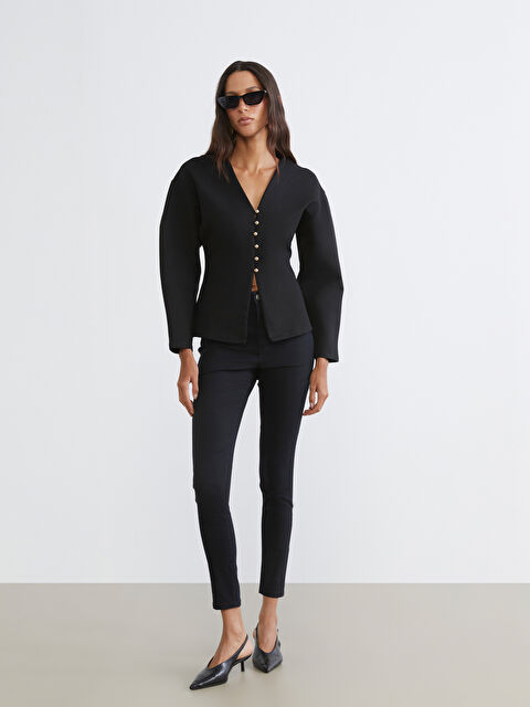 LCW Vision V Yaka Peplum Kadın Hırka - S6KQ97Z8-CVL