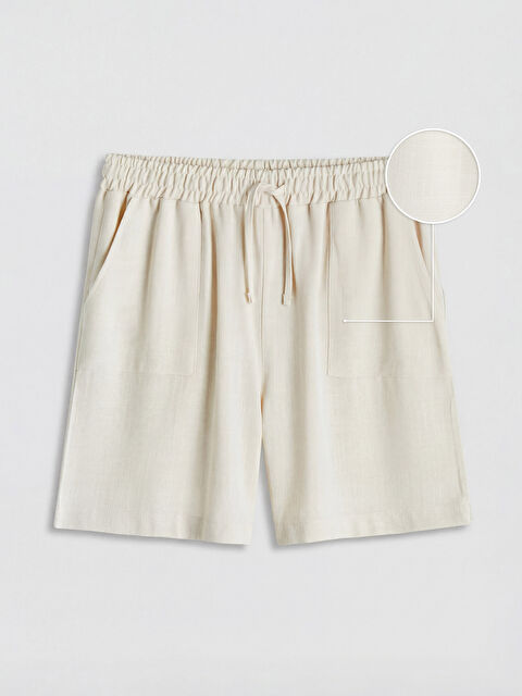 LCW EVERYDAY Beli Lastikli Keten Görünümlü Kadın Şort