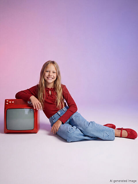 LCW Kids Wideleg Kız Çocuk Jean Pantolon - S6KR45Z4-V2T