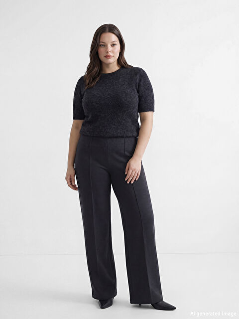 LCW Vision Elastic Waist Wide Leg Women's Trousers - S6KR98Z8-D3A