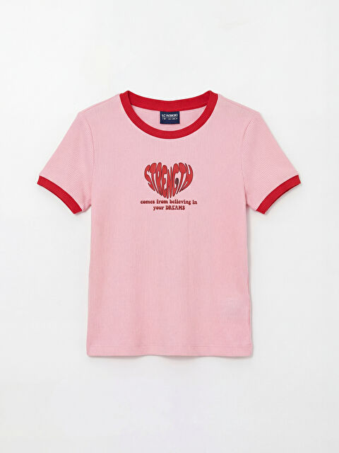 LCW ECO Bisiklet Yaka Baskılı Kız Çocuk Tişört - S6KT22Z4-GA5