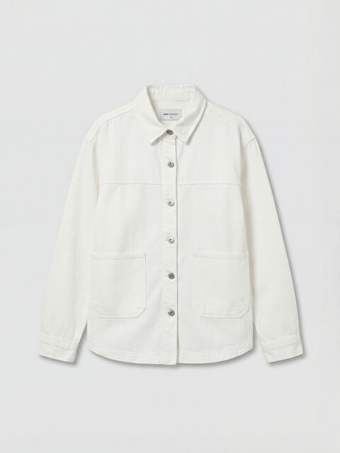 LCWAIKIKI Classic Gömlek Yaka Oversize Kadın Jean Ceket - S6KT24Z8-Q6K