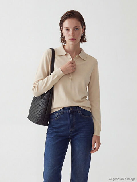 LCWAIKIKI Classic Polo Yaka Kadın Triko Kazak - S6KT25Z8-1D3