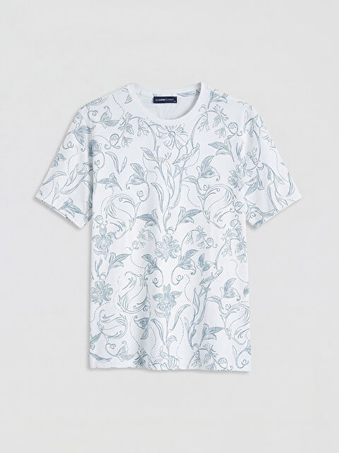 LCWAIKIKI Classic Bisiklet Yaka Desenli Erkek Tişört - S6KT45Z8-LU7