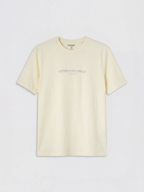 LCWAIKIKI Classic Bisiklet Yaka Baskılı Erkek Tişört