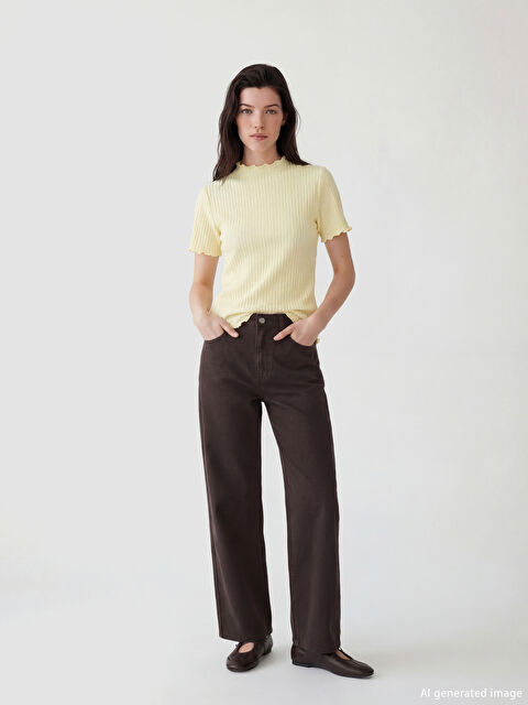 LCW Comfort Standart Fit Geniş Paça Kadın Pantolon - S6KT68Z8-HCQ