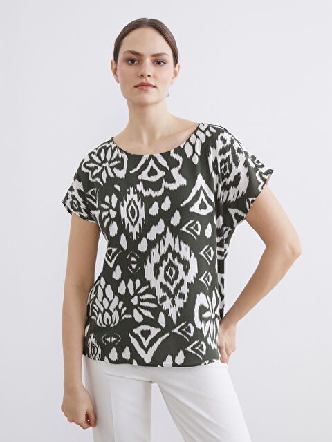 LCW ECO Bisiklet Yaka Desenli Bluz - S6KT75Z8-LRJ