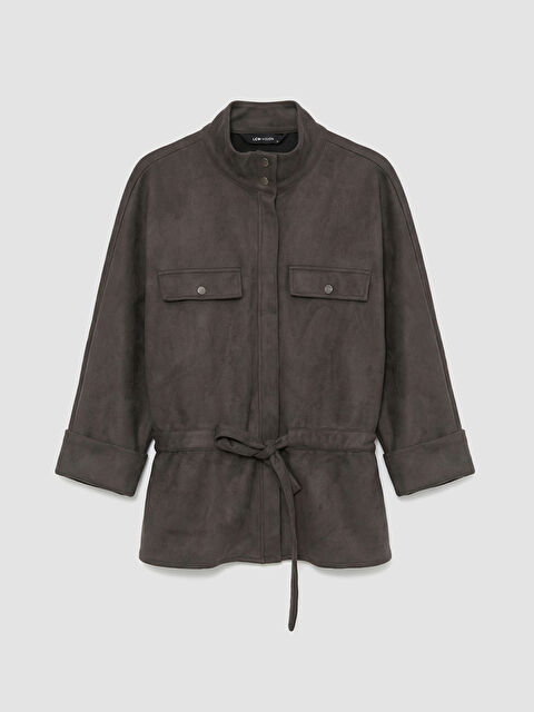 LCW Vision Dik Yaka Kadın Süet Görünümlü Ceket - S6KT90Z8-GSE