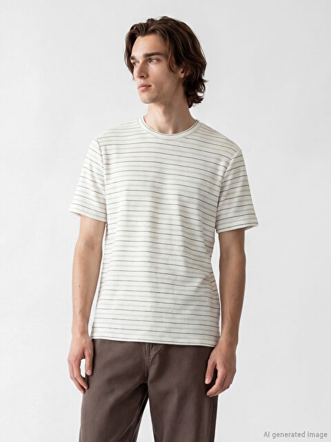XSIDE Bisiklet Yaka Çizgili Erkek Tişört