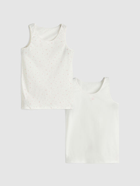 LCW Kids Bisiklet Yaka Baskılı Kız Çocuk Atlet 2'li - S6KU08Z4-FDU