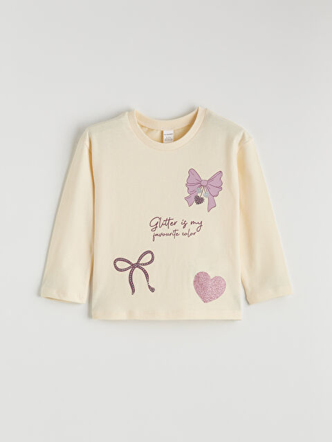 LCW Kids Bisiklet Yaka Baskılı Kız Çocuk Tişört - S6KU16Z1-FET