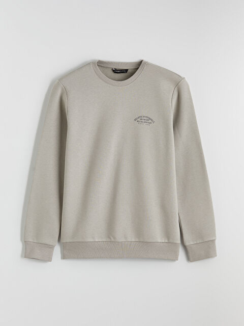 LCWAIKIKI Classic Bisiklet Yaka Baskılı Erkek Kalın Sweatshirt - S6KU20Z8-YMC