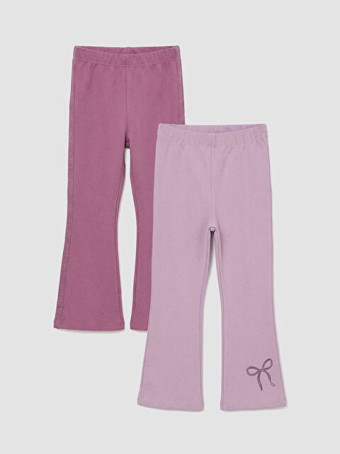 LCW Kids İspanyol Paça Kız Çocuk Tayt Pantolon 2'li - S6KU21Z1-GBT