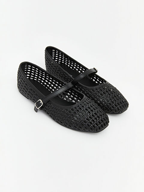 LCW STEPS پێڵاوی بالێی ژنانه‌ به‌ شێوازی جڵی بافتبوو له‌گه‌ڵ قایش